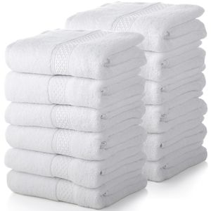 Newwiee Paquete de 12 toallas de baño de algodón, 28 x 55 pulgadas, coloridas de gran tamaño, suaves