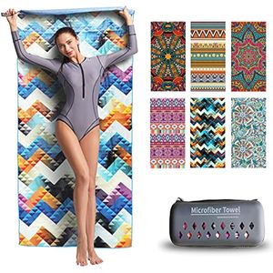 Hiturbo Toalla de playa de microfibra, (32 x 63 pulgadas), secado rápido, súper toallas de baño,