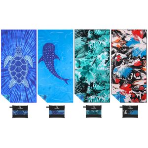 Paquete de 4 toallas de playa ligeras y delgadas de microfibra, sin arena, de secado rápido, súper