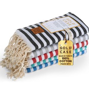 GOLD CASE - Juego de 5 toallas turcas de playa, vintage, de gran tamaño, 70 x 39 pulgadas., 100%
