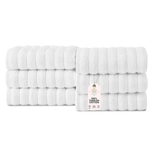 Classic Turkish Towels - Juego de 3 toallas de baño de lujo acanaladas de algodón turco de alta