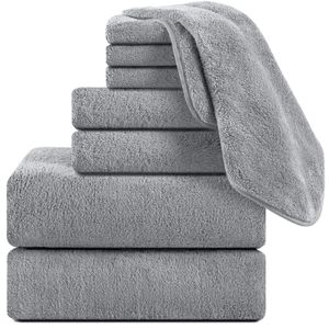 Juego de 4 toallas de baño de gran tamaño, color gris oscuro, toallas de baño extra grandes para