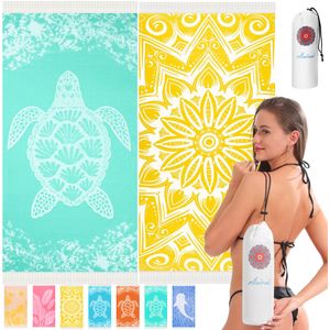 Paquete de 2 toallas de playa turcas de algodón, de secado rápido, sin arena, de gran tamaño, para