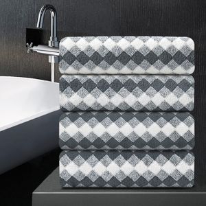 Juego de 4 toallas de baño color gris, toallas de 35 x 70 pulgadas, microfibra ultra suave, toalla