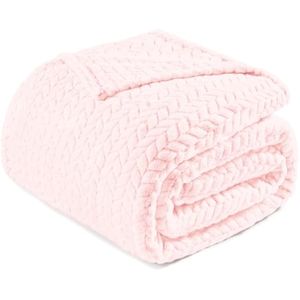 Exclusivo Mezcla - Manta de franela grande de 50 x 70 pulgadas, tejido jacquard con diseño de hojas,