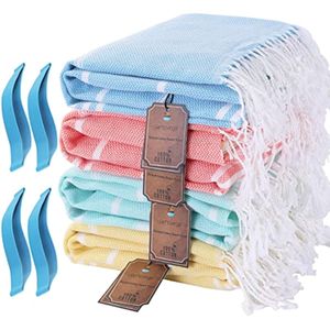 Genovega Juego de 4 toallas de playa turcas de algodón, extra grandes, de secado rápido, sin arena,
