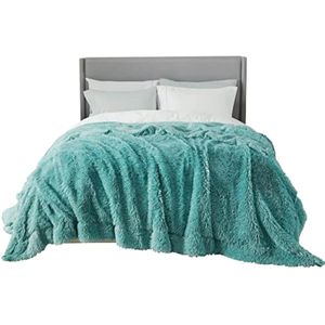 Bedsure - Manta de piel sintética de teñido anudado gris, peluda, esponjosa y lanuda de piel