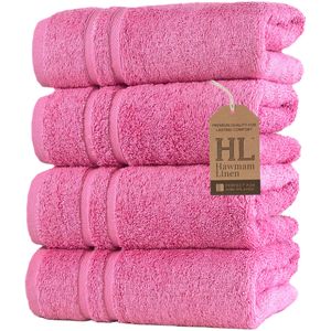 Hammam Linen - Juego de 4 toallas de baño, de 27 x 54 pulgadas, suaves y absorbentes, de primera