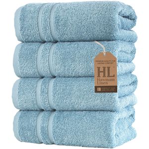 Hammam Linen - Juego de 4 toallas de baño, de 27 x 54 pulgadas, suaves y absorbentes, de primera