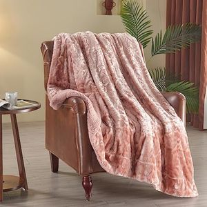 NEWCOSPLAY - Manta de piel sintética súper suave con respaldo de sherpa, manta decorativa cálida y