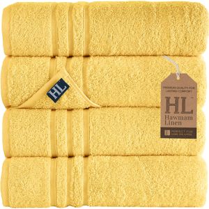 Hammam Linen - Juego de 4 toallas de baño, de 27 x 54 pulgadas, suaves y absorbentes, de primera