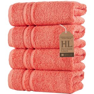 Hammam Linen - Juego de 4 toallas de baño, de 27 x 54 pulgadas, suaves y absorbentes, de primera
