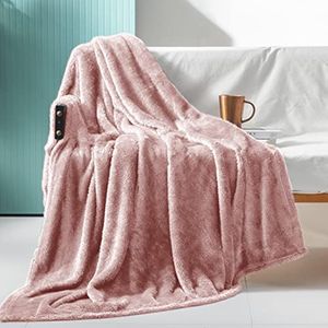 Exclusivo Mezcla - Manta de vellón mullido, grande para sofá, cama, sofá (50 x 70 pulgadas, rosa