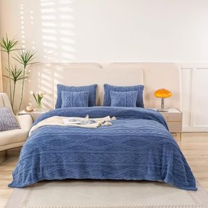 YUSOKI Manta de sherpa con diseño elegante 3D súper suave, mullida, acogedora y cálida, manta gruesa