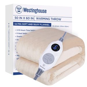 Westinghouse - Manta eléctrica térmica suave y sedosa, manta de franela de microfelpa de 50 x 60