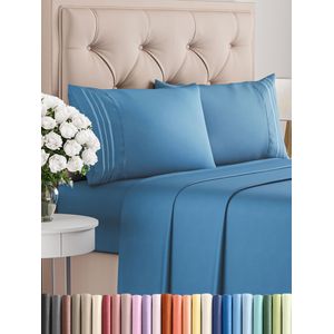 CGK Unlimited - Juego de sábanas para cama de matrimonio, sábanas blancas, sábana bajera, 4 fundas