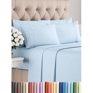 CGK Unlimited - Juego de sábanas para cama de matrimonio, sábanas blancas, sábana bajera, 4 fundas