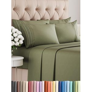 CGK Unlimited - Juego de sábanas para cama de matrimonio, sábanas blancas, sábana bajera, 4 fundas