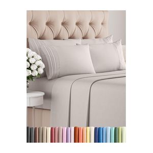 CGK Unlimited - Juego de sábanas para cama de matrimonio, sábanas blancas, sábana bajera, 4 fundas