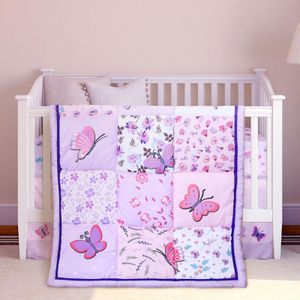 Tudomro Juego de ropa de cama de cuna de 3 piezas de mariposa para niñas, juegos de ropa de cama de