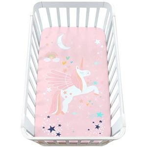 UOMNY Sábanas de cuna para niñas, sábana de cuna de unicornio para colchón estándar de cuna, 1