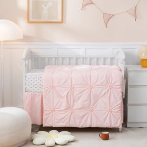PINNKKU Juego de ropa de cama de cuna de 4 piezas para niñas, juego de ropa de cama de cuna para