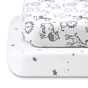 Beberoad Love Paquete de 2 sábanas para cuna de bebé N Play, 100% algodón, ultra suaves, unisex, de