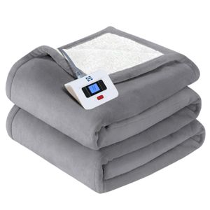 SEALY Manta térmica eléctrica de franela y sherpa con 6 ajustes de calor y apagado automático de 2 a