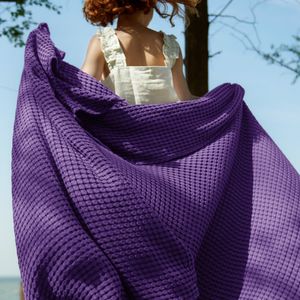 Bedsure Manta de algodón refrescante con diseño gofre, suave, ligera y transpirable, rayón derivado