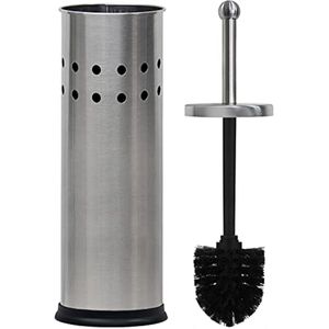 Blue Donuts Escobilla de inodoro con soporte de acero inoxidable, cepillo limpiador de inodoro y