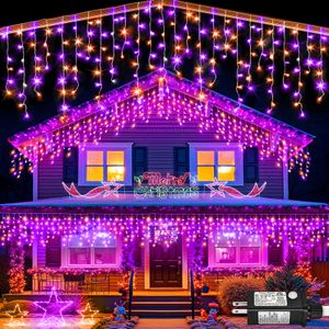 Luces de Navidad de carámbanos para exteriores – Cadena de 400 luces LED de 33 pies con 75 caídas, 8