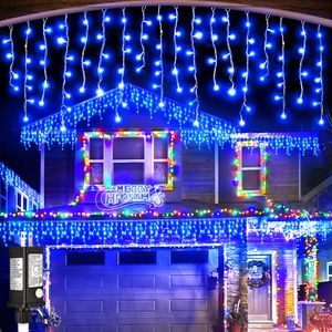 Luces de Navidad de carámbanos para exteriores – Cadena de 400 luces LED de 33 pies con 75 caídas, 8