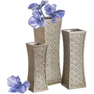 Jarrones decorativos marrones para centros de mesa de decoración, juego de 3 jarrones de flores