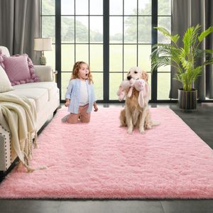 Kimicole Alfombra de área ultrasuave y esponjosa para dormitorio, sala de estar, decoración del