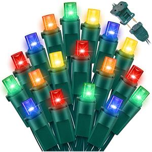 LAMPHOME Guirnalda de 100 luces multicolor – Luces LED de Navidad de 21.6 pies, mini luces LED para