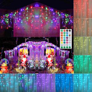 Toodour - Cadena de luces de Navidad con diseño de carámbanos, 360 luces LED, 29.5 pies de largo, 8