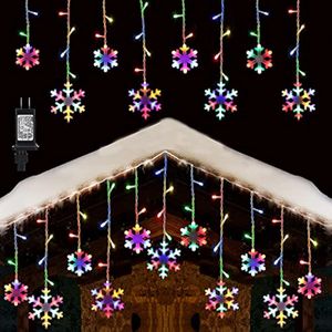 Toodour Luces de copo de nieve de Navidad para exteriores, 17.22 pies, 264 luces LED de carámbano de