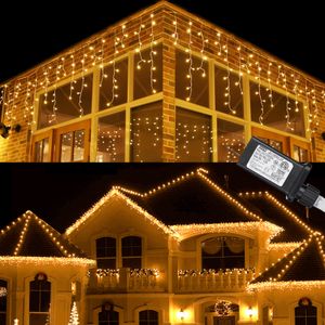 Toodour - Cadena de luces de Navidad con diseño de carámbanos, 360 luces LED, 29.5 pies de largo, 8