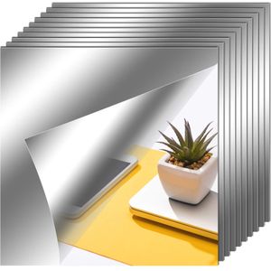 Zonon Hojas de espejo flexibles autoadhesivas sin vidrio, azulejos de espejo para decoración de