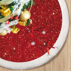 Falda de árbol de Navidad, color rosa brillante con piel sintética, decoración de Navidad, base de