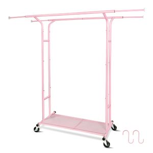 Fishat Estante de ropa resistente con 2 barras dobles para colgar ropa, organizador comercial de