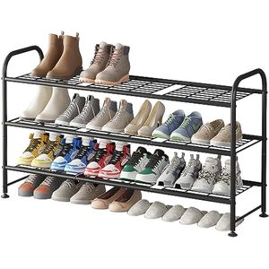 LINZINAR Zapatero organizador de almacenamiento de 3 niveles para armario y entrada, color negro