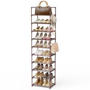 WEXCISE Zapatero de metal organizador de zapatos de 10 niveles alto, 20-24 pares de zapateros