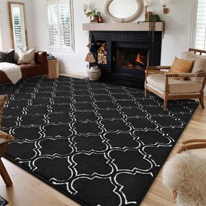HOMORE Alfombra geométrica de pelo largo para dormitorio, 4 x 6 pies, color gris claro, alfombra