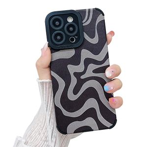 Sayoaho Funda diseñada para iPhone 14 Pro Max, piel sintética suave TPU y bonito arte ondulado
