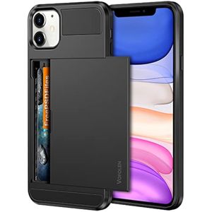 Vofolen - Funda para iPhone 11 con tarjetero, ranura para tarjeta de crédito, puerta corredera,