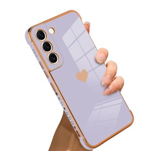 Bonoma Funda compatible con Samsung Galaxy S21 con chapado en corazón de amor, galvanizado, elegante