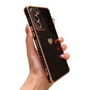 phylla Compatible with Samsung Galaxy A12 6.5” Phone Case, Cute Love Heart Gold Plating Edge Luxury