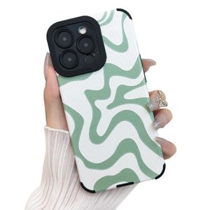 Sayoaho Funda diseñada para iPhone 14 Pro Max, piel sintética suave TPU y bonito arte ondulado