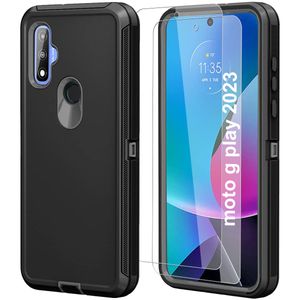 Qinmay Funda para Moto G Play 2023 con protector de pantalla HD (2 paquetes), funda para teléfono